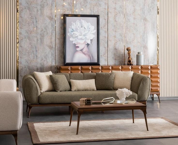 Sofa 3 Sitzer Couchtisch Polstersofa 3er Couch Dreisitzer Tisch Grün