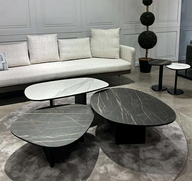 Couchtische Beistelltische Holz Schwarz Weiß Marmoroptik Design Qualität 5tlg