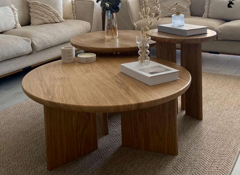 Couchtisch Holz Rund Eleganz Stabilität Design Qualität Beistelltisch Tische
