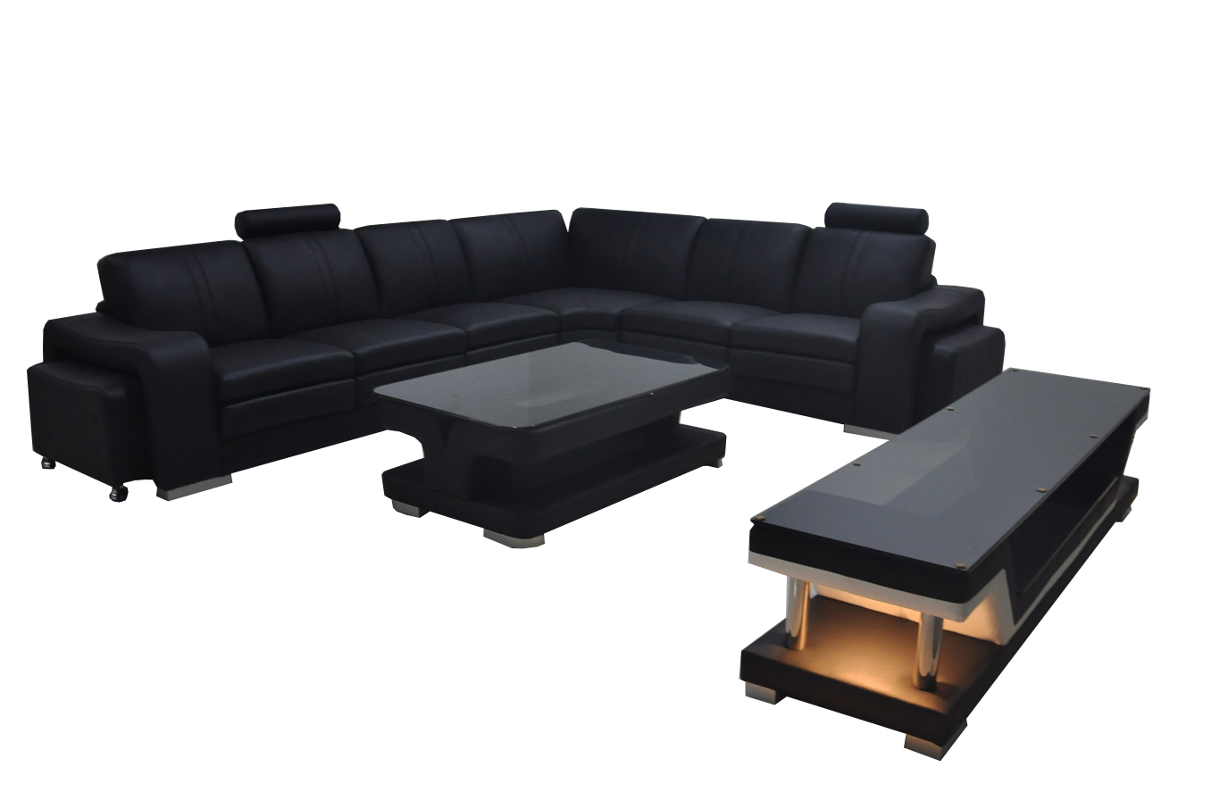 Leder Couch mit USB,Wohnlandschaft Eck Garnitur Design Sofa L-Form Sofas Couchen