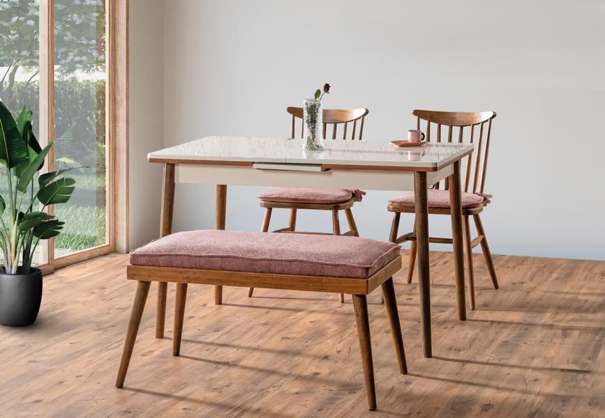 Esszimmer Set Hocker Garnitur Hochwertig Tisch 2x Stühle Design Modern Möbel