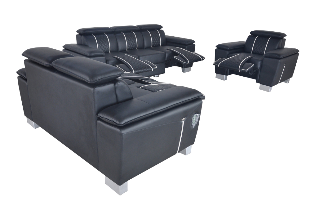 Sofagarnitur Ledergarnitur Couch Design Sofa Polster Komplett Set 3+2+1 mit USB