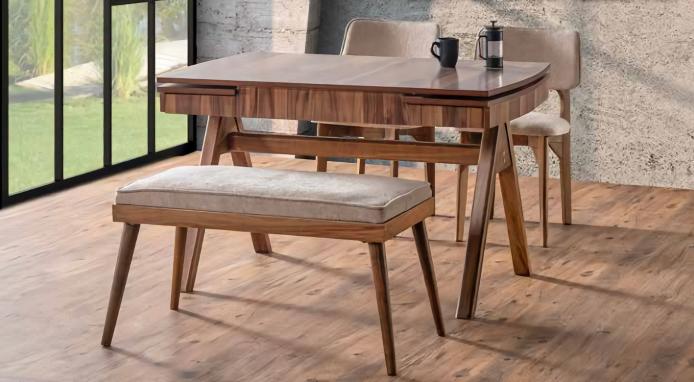 Esszimmer Set Hocker Hochwertig Garnitur Tisch 2x Stühle Design Modern Möbel