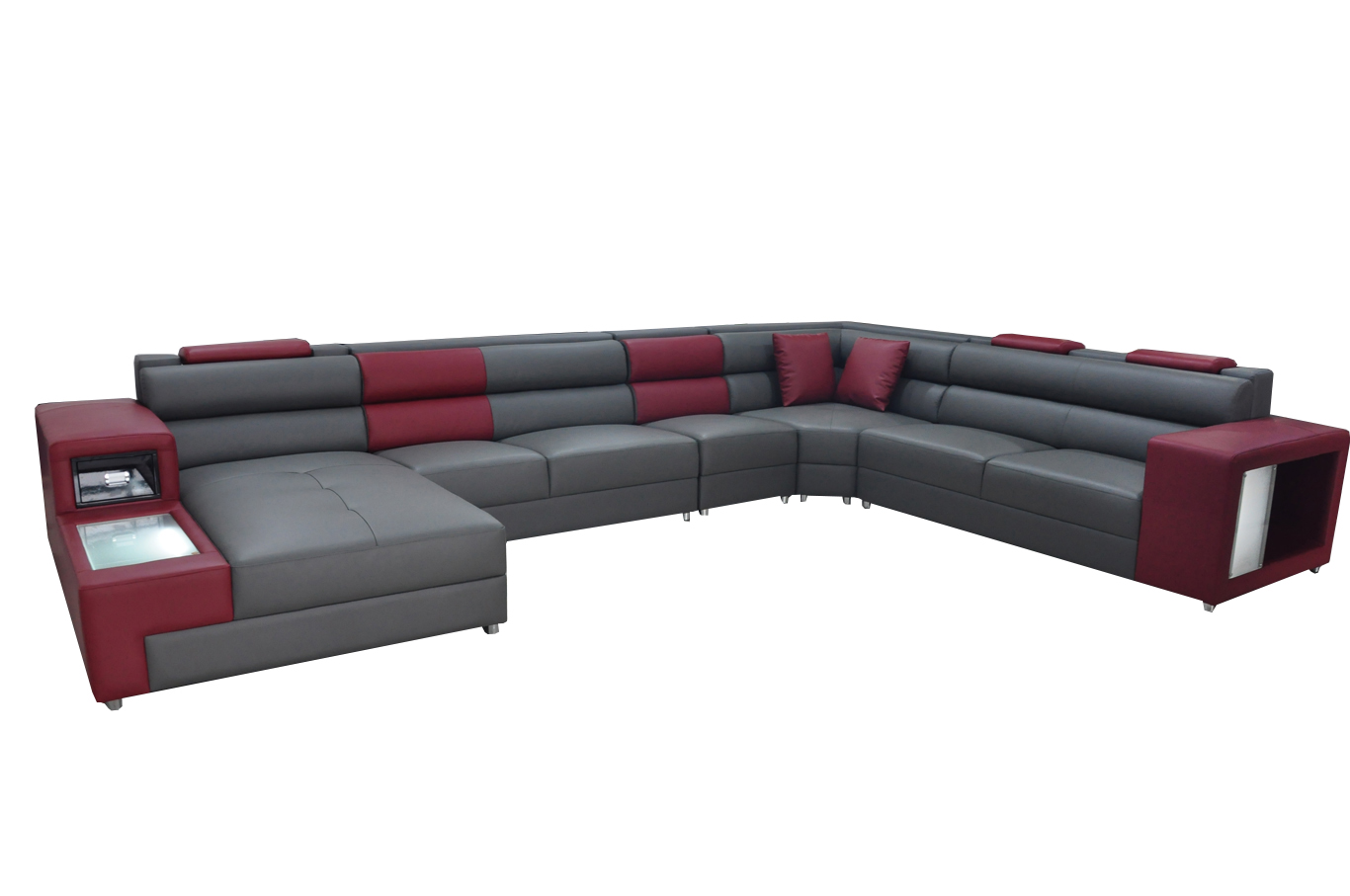 Extra Große Familien Sofa Couch Modern Wohnlandschaft Party Couchen Leder +USB