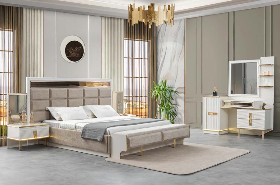 Schlafzimmergarnitur Bettenmöbel Schlafzimmerkombination Schlafzimmer Set 4ltg