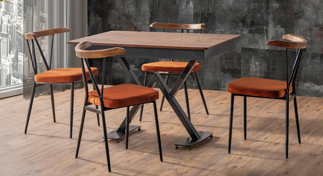 Esszimmer Set Braun Modern Garnitur Tisch 4x Stühle Design Möbel Luxus Esstisch