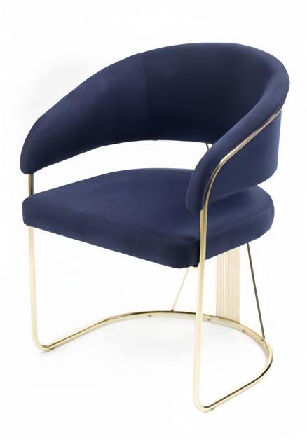 Lehnstuhl Stuhl Moderne Design Textil Blau Armlehne Esszimmer Polsterstuhl Luxus