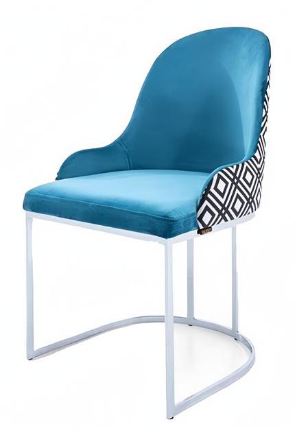 Esszimmer Moderne Design Textil Blau Lehnstuhl Stuhl Armlehne Polsterstuhl Luxus