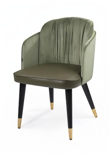 Lehnstuhl Moderne Polsterstuhl Design Grün Stuhl Armlehne Esszimmer Luxus Möbel