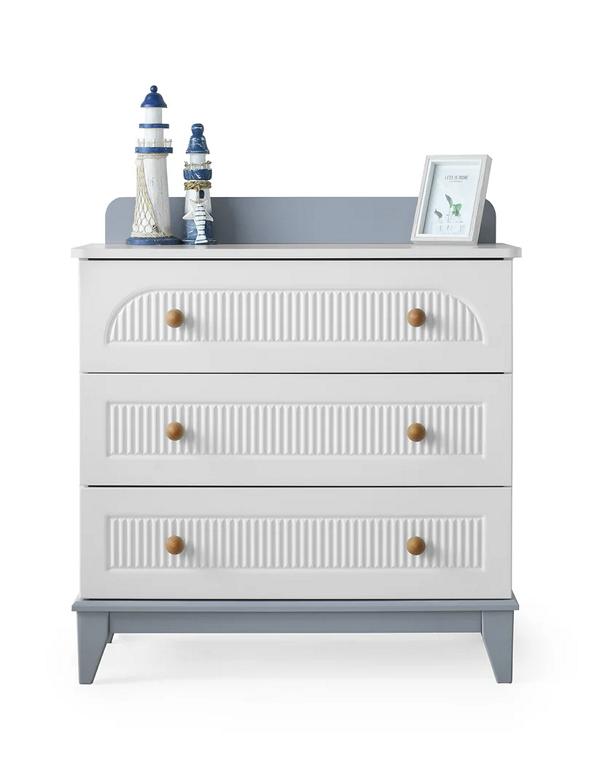 Robuste Modern Weiße 3-Türige Kommode 96 cm Holz Luxus Kinderzimmer Neu