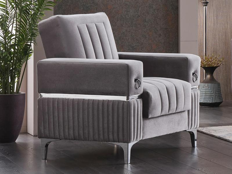 Sessel Polstersessel Stoff Wohnzimmer Sitzer Moderne Grau Einsitzer