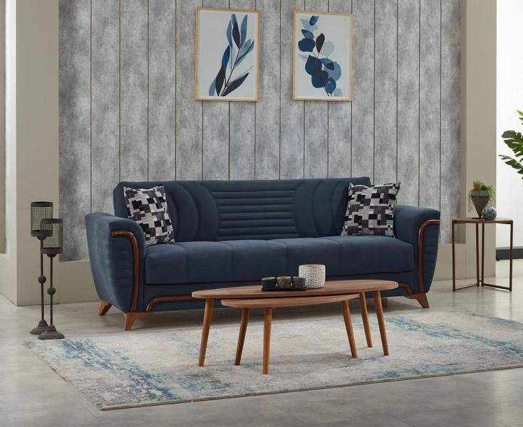 Polstersofa Couch 3 Sitzer Dreisitzer Sofa Stoffsofa Couchen Blau