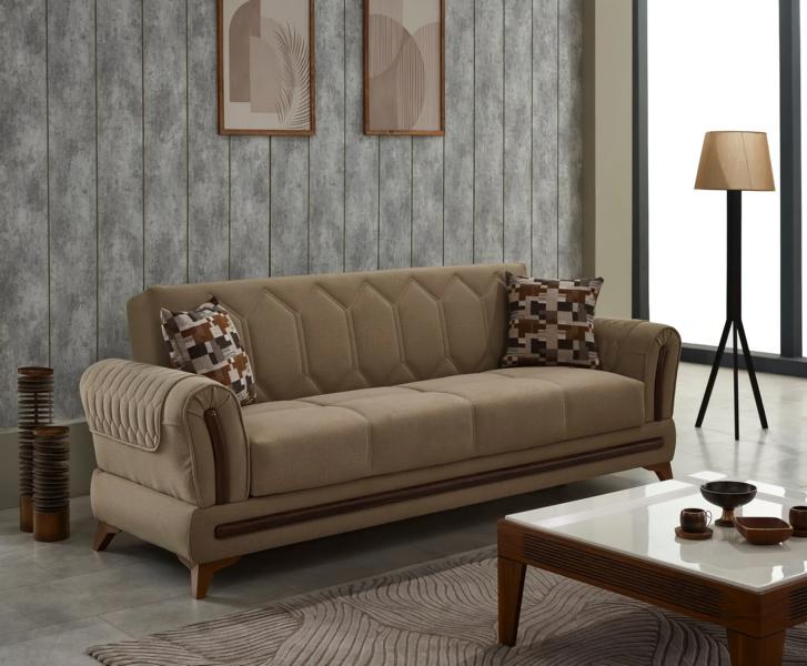 Dreisitzer Couch 3 Sitzer Sofa Stoffsofa Polstersofa Braun Design