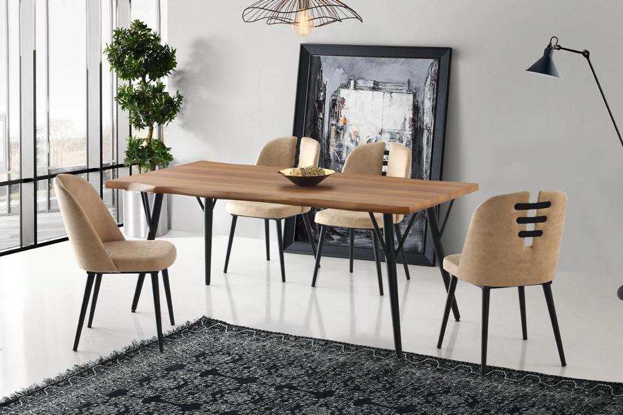 Essgruppe Essecke Holztisch Esstisch Stühle Set 7tlg Braun Esszimmer