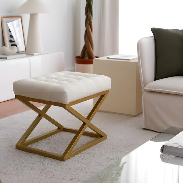 Fußhocker Hocker Puff Ottomane Stoff Wohnzimmer Sitzhocker Gold Luxus