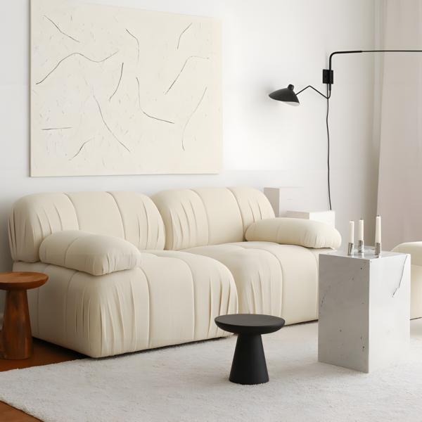 Couch Zweisitzer Sofa 2 Sitzer Polstersofa Beige Stoffsofa Moderne