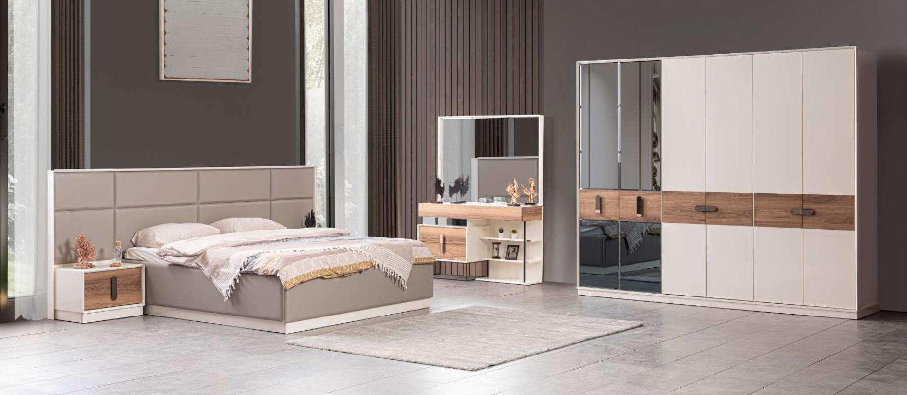 Komplettes Schlafzimmer Set Bett 2x Nachttische 5 tlg. Designer Luxus