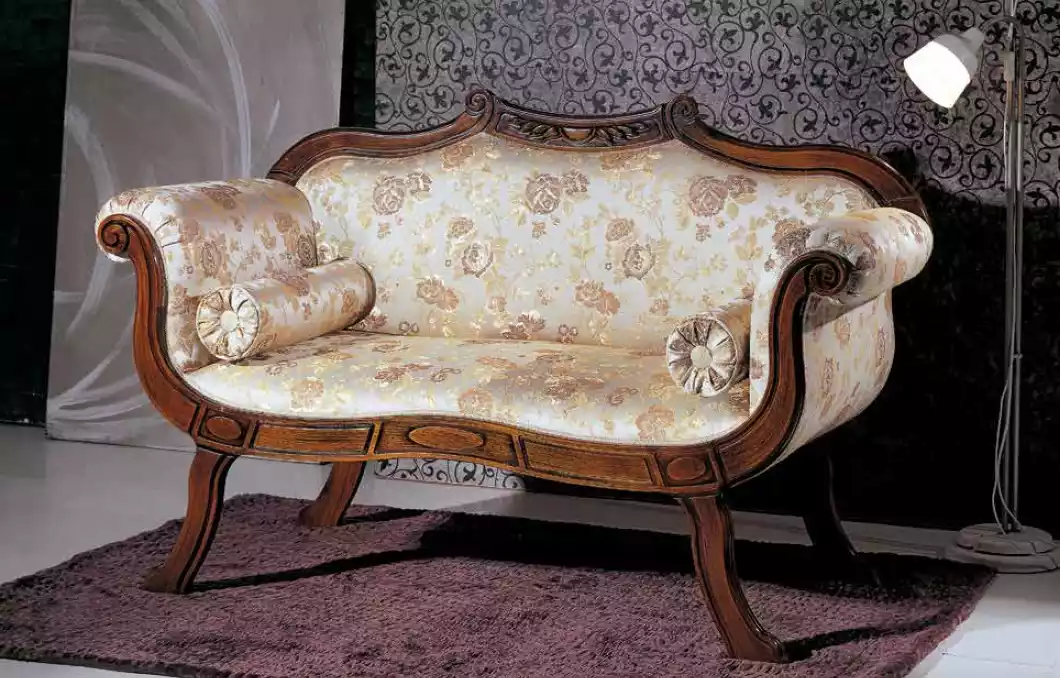 Klassischer Zweisitzer Textil Wohnzimmermöbel Luxus Sitzer Barock Stil