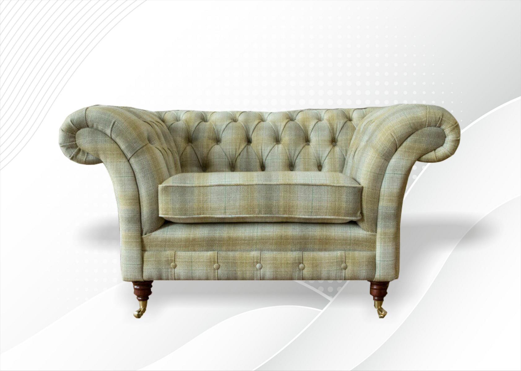 Design Chesterfield Stoff Couch Sessel 1.5 Sitzer Polster Sofas Lounge Club Neu