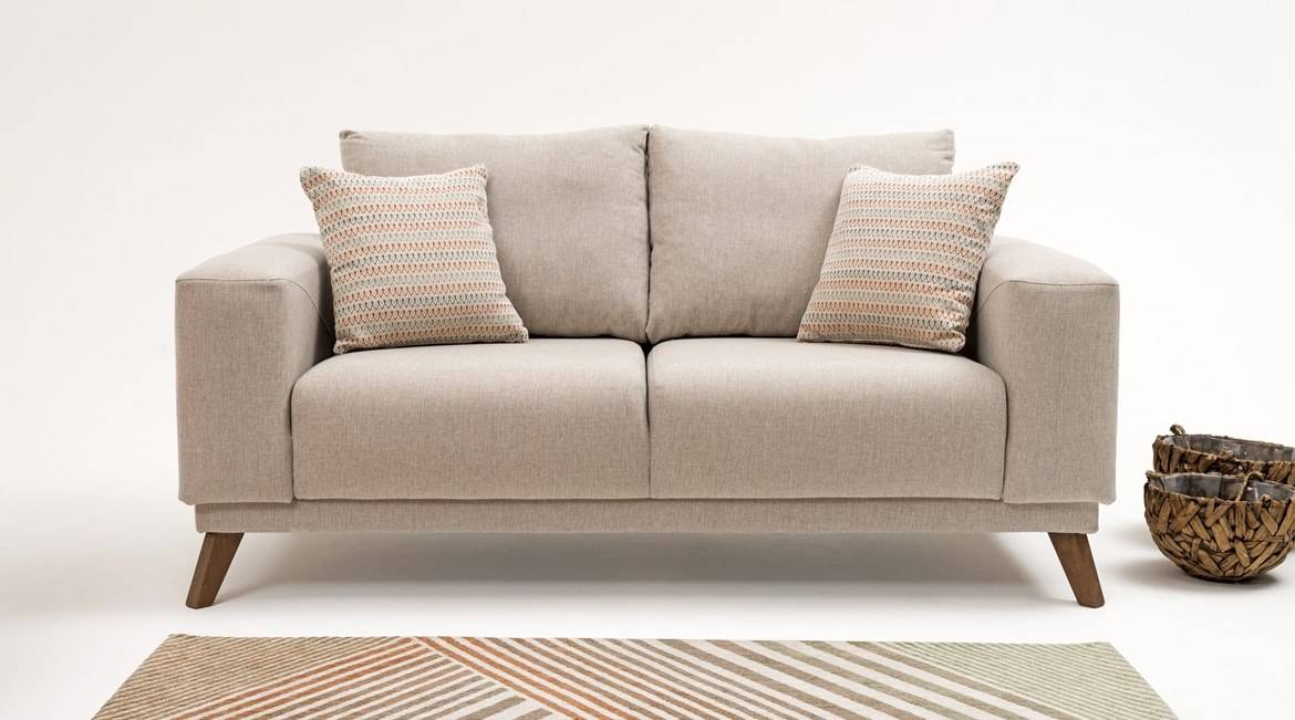 Sofa 2 Sitzer Zweisitzer Stoffsofa Couch Polstersofa Wohnzimmer Beige