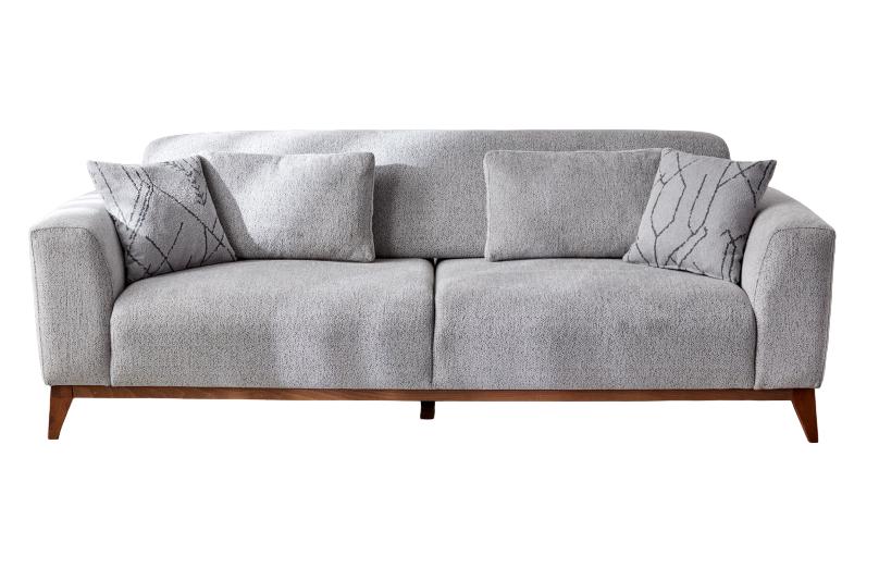 Sofa 3 Sitzer Dreisitzer Polstersofa Stoffsofa Couch Einfarbig Grau