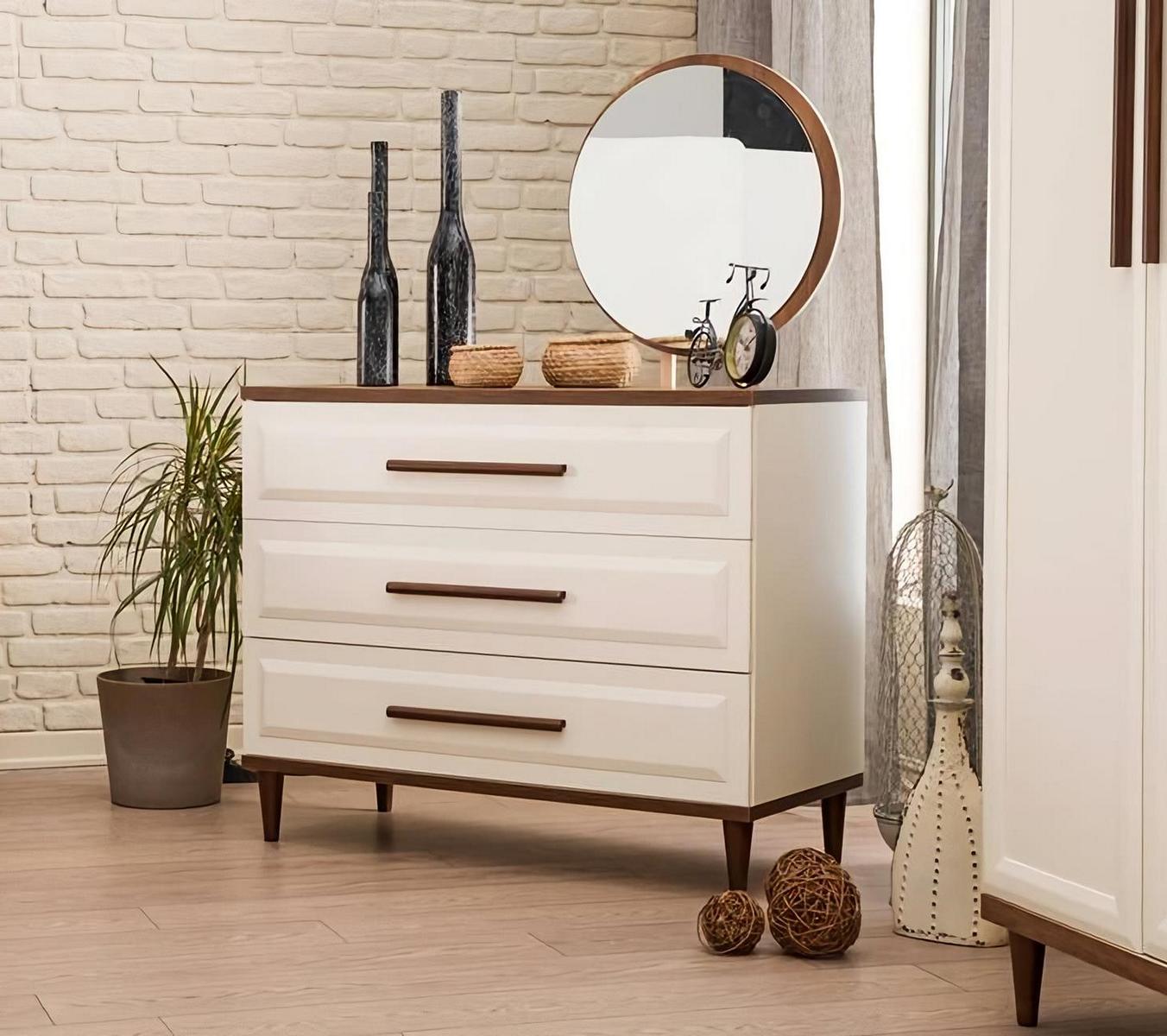 Kommode mit Spiegel Schlafzimmer Design Holzmöbel Einrichtung Sideboard