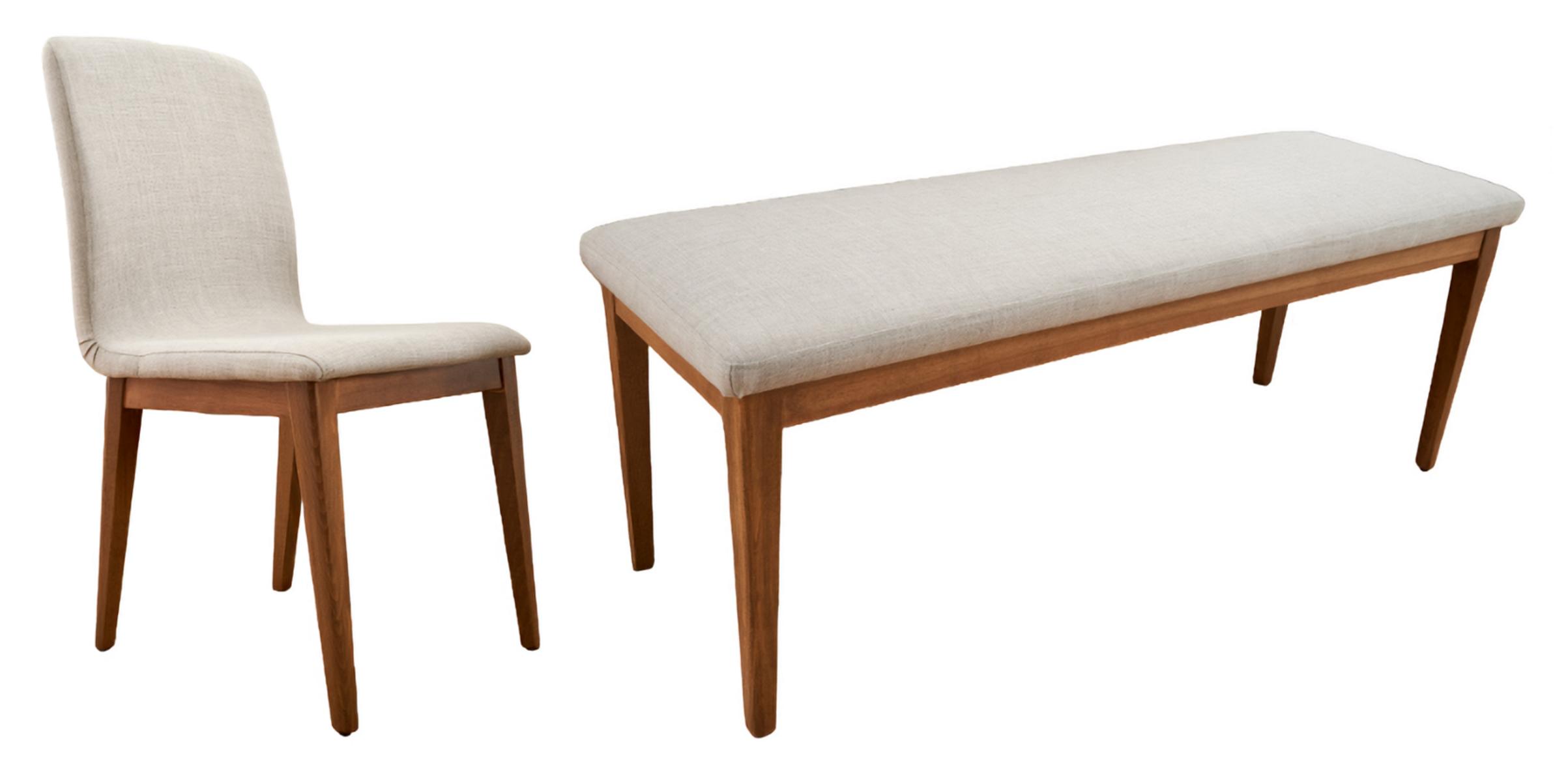 Holzmöbel Set Stuhl mit Bank Luxus Einrichtung Modern Stühle Designer Sitzbänke