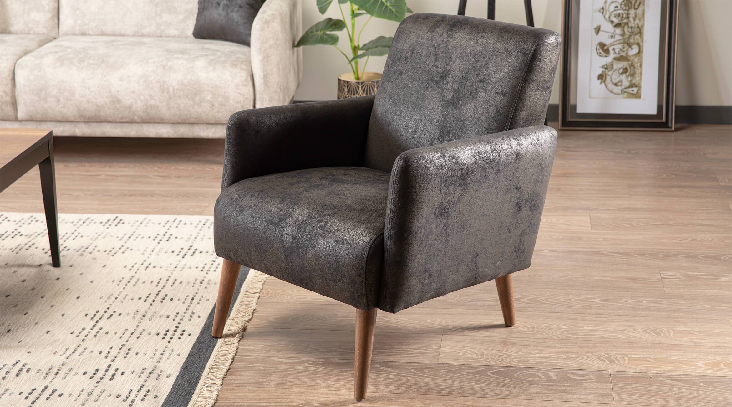 Modern Sessel Grau Design Sitz Polstermöbel Wohnzimmer Einrichtung