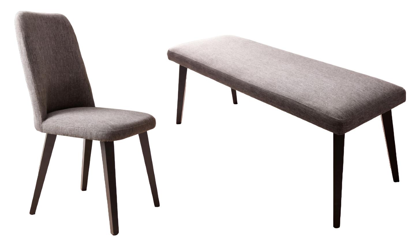 Holz Komplett 2tlg Design Stuhl Bank Einrichtung Modern Möbel Sitzbänke