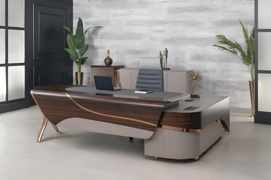 Büro Modern Möbel Schreibtisch Luxus Einrichtung Holztisch Cheftisch 240 cm Neu