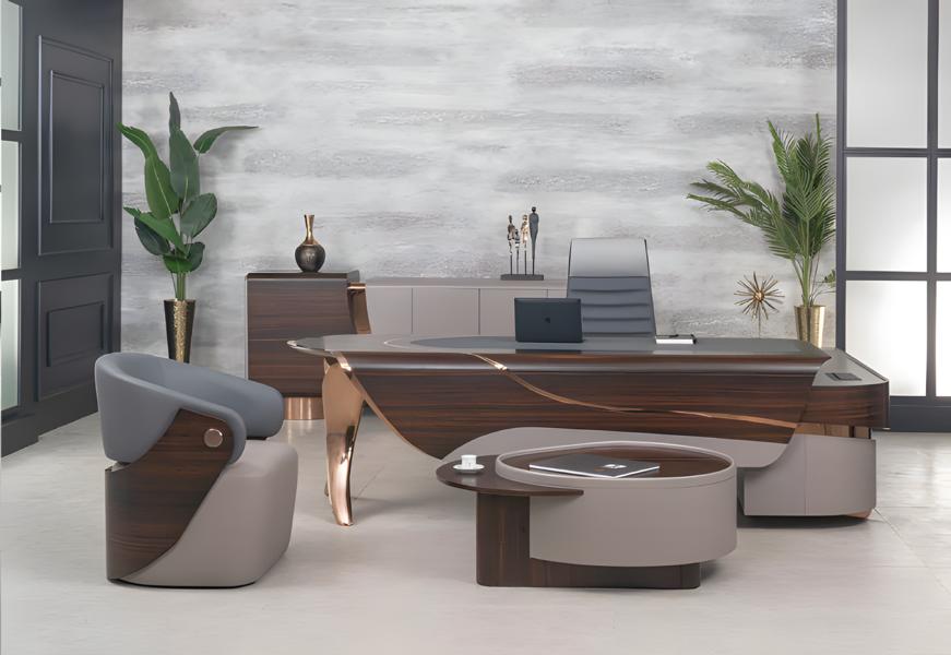 Bürotisch Büromöbel Modern Komplettbüro Schreibtisch Set 4tlg Holz Braun Büro