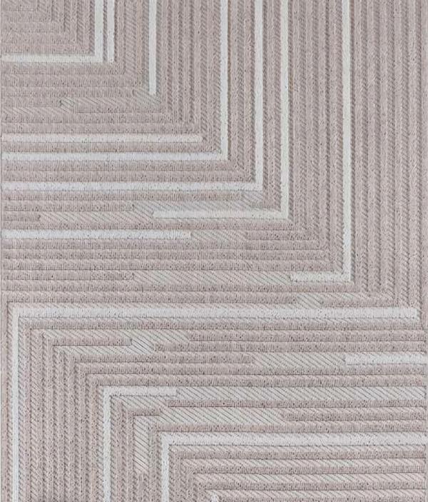 Wohnzimmer Teppich Geometrisches Muster Kurzflor Beige Grau Linien Muster