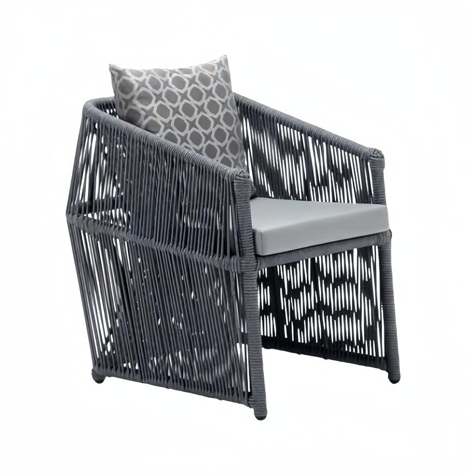 Stilvolle Hochwertig moderne Rattan Grau 1-Sitzer Terrasse Luxus Designermöbel