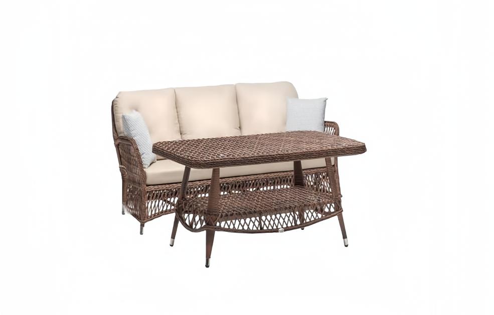 Garnitur Sofa 3 Sitzer Braun Luxus Couchtisch Modern Sofas Dreisitzer Stoff