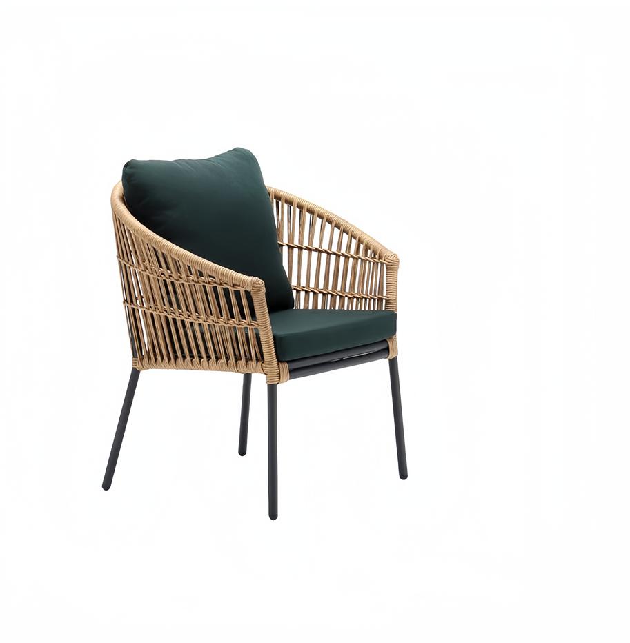 Modern Rattan Sessel 1 Sitzer stilvoll Grün Terrasse Luxus Design Möbel