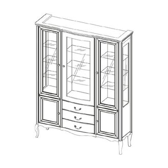 Großer Schrank Massiv Echtholz Rustikal Klassische Vitrine Vitrinenschrank PR-W3