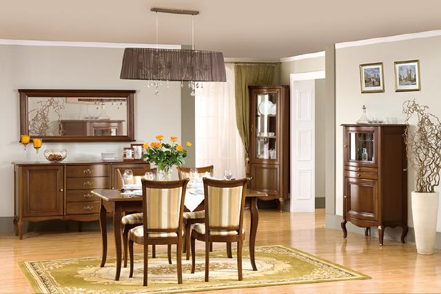 Klassiches Esszimmer Set Kommode Tisch Stühle Vitrine Wohnzimmer Set Italien Neu