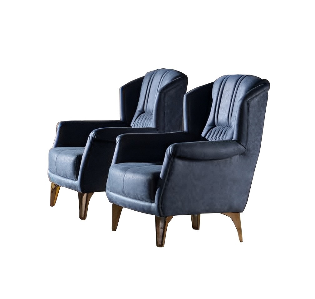 Sessel 1 Sitzer Wohnzimmer Moderne Design Elegantes Möbel Blau Luxus