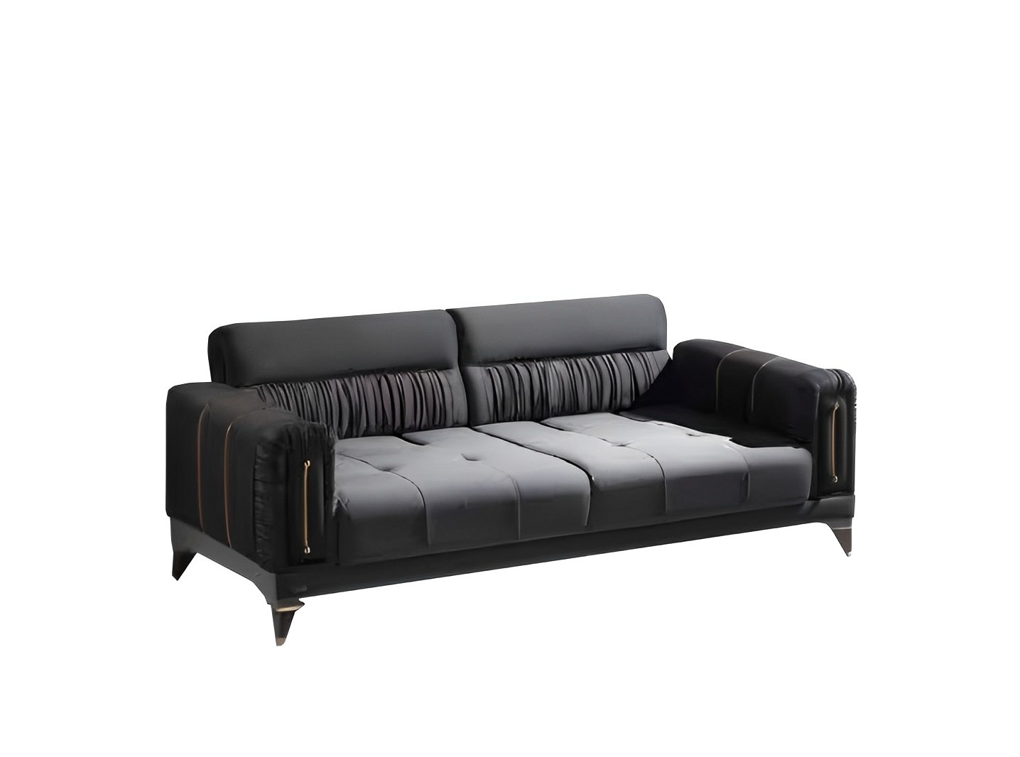 Dreisatzsofa Wohnzimmer 3-Sitzer Sofa Polster Möbel Stoff Schwarz Modern Couch