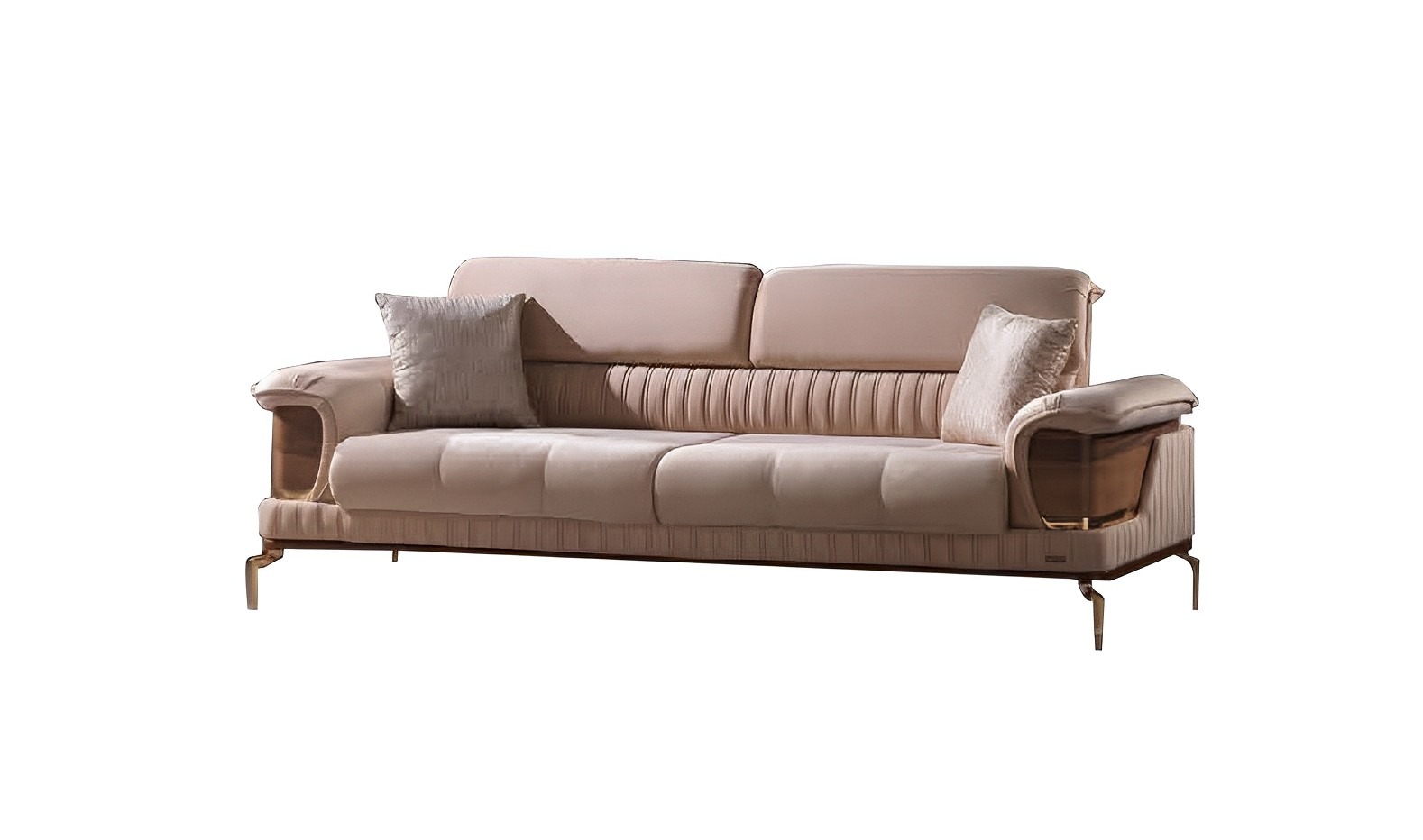 Dreisatzsofa Wohnzimmer 3-Sitzer Sofa Polster Möbel Stoff Beige Modern Couch