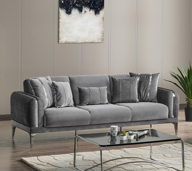 Grau Dreisitzer Sofa Lounge Luxus 3-Sitzer Design Couchen Polster Sofas