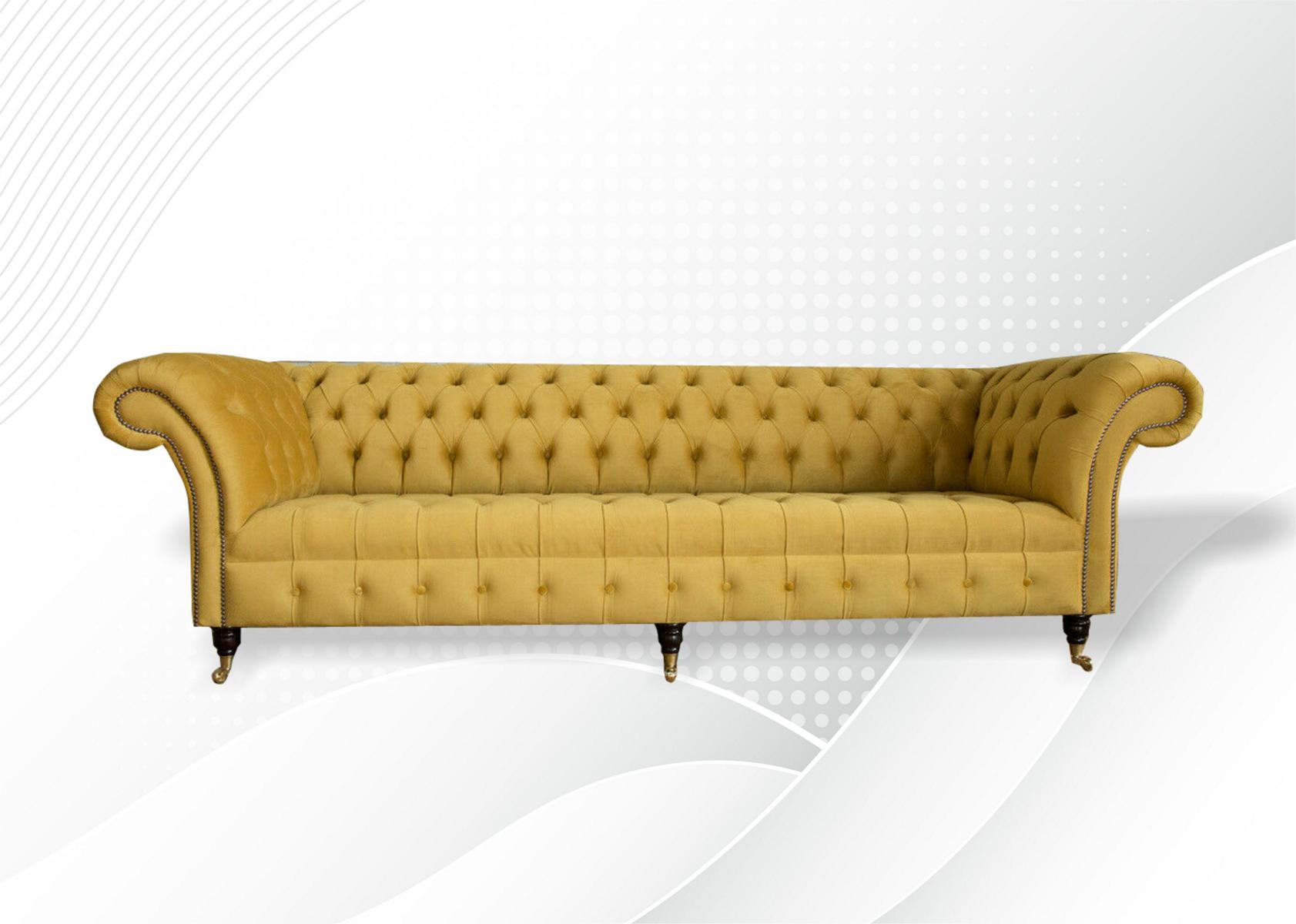 Chesterfield Sofa 4 sitzer Gelb Luxus Wohnzimmer Modern Design Couchen Möbel Neu