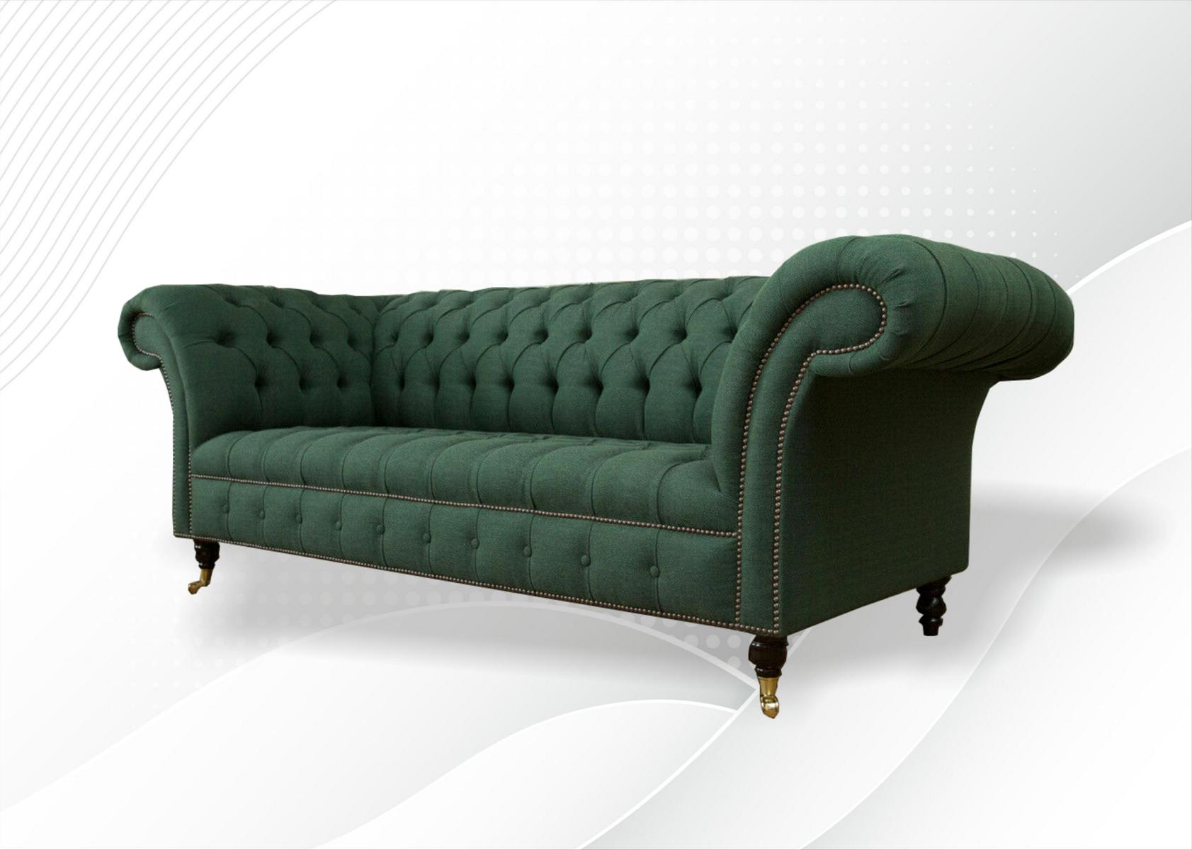 Grüne Chesterfield Couch Polster Sofas Textil Modern Sofagarnitur 3 Sitz Couchen