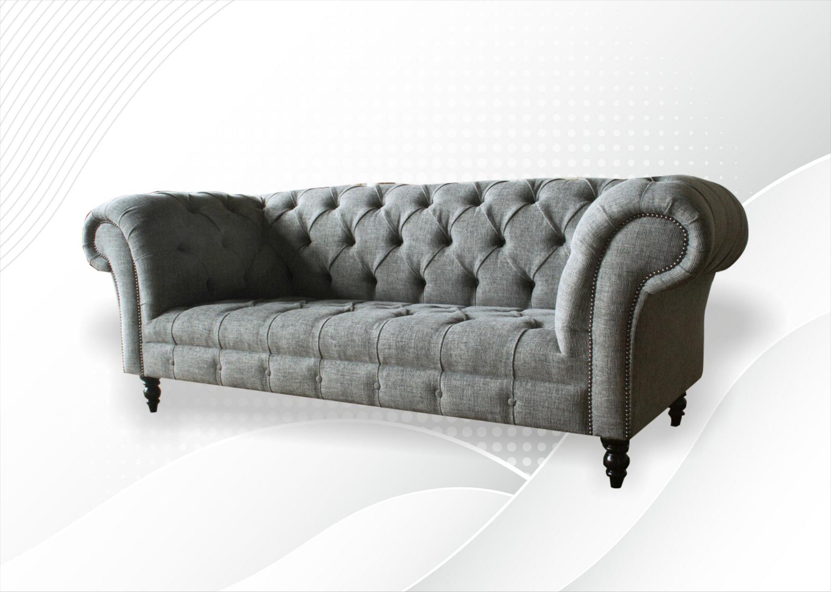 Graue Polster Sitz Couch 3 Sitzer Garnitur Sofa Sofas Couchen Samt Dreisitzer