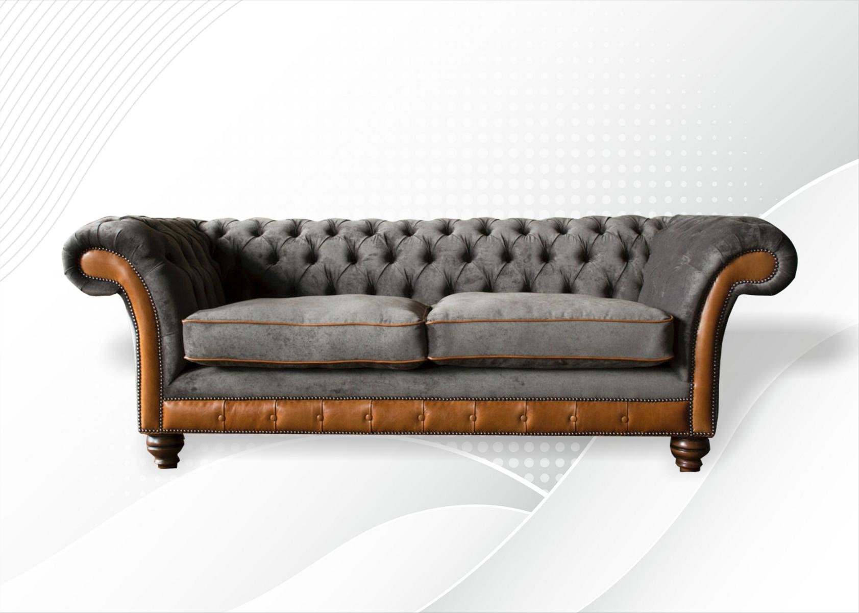 Sofa 3 Sitzer Klassisch Design Sofas Polster Leder Moderne Couchen Chesterfield