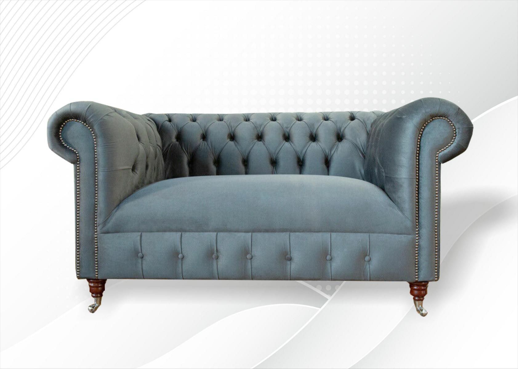 Chesterfield Sofa Luxus Möbel Zweisitzer Couchen Sofas Sitz Textil Stoff Neu