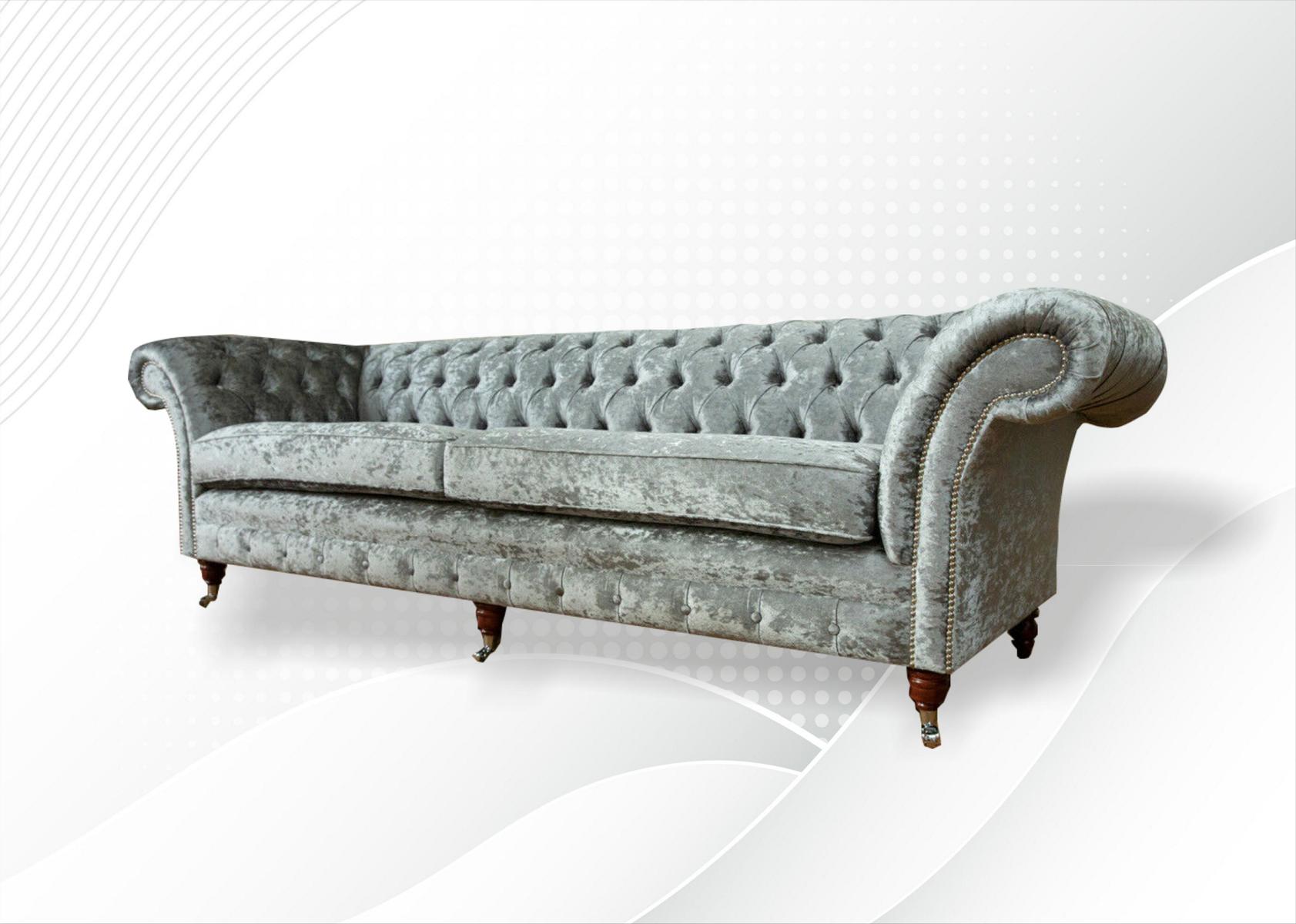 Graue Polster Sofas Design Luxus Couch Sofa 4 Sitzer Stoff Couchen Chesterfield