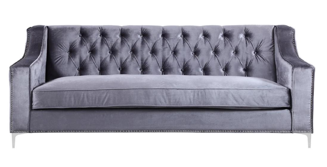 Silber Dreisitzer Chesterfield Modern Design Couchen Stoff Sofa Sofas Möbel Neu