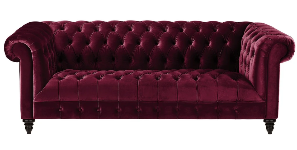 Dreisitzer Bordaux Stoff Wohnzimmer Design Couchen Polster Sofa Chesterfield Neu
