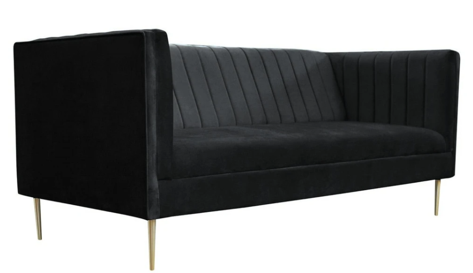 Dreisitzer Schwarz Couchen Polster Sofa Sofas Neu Textil Stoff Wohnzimmer Design